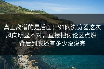 真正离谱的是后面：91网浏览器这次风向明显不对，直接把讨论区点燃：背后到底还有多少没说完