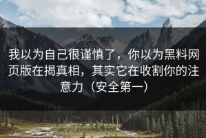我以为自己很谨慎了，你以为黑料网页版在揭真相，其实它在收割你的注意力（安全第一）