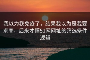 我以为我免疫了，结果我以为是我要求高，后来才懂51网网址的筛选条件逻辑