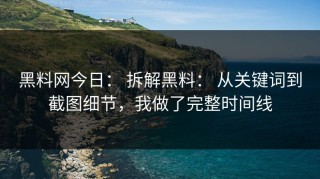 黑料网今日： 拆解黑料： 从关键词到截图细节，我做了完整时间线
