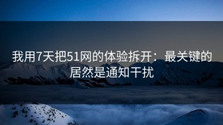 我用7天把51网的体验拆开：最关键的居然是通知干扰