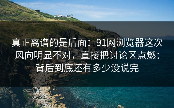 真正离谱的是后面：91网浏览器这次风向明显不对，直接把讨论区点燃：背后到底还有多少没说完
