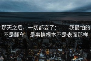 那天之后，一切都变了：——我最怕的不是翻车，是事情根本不是表面那样