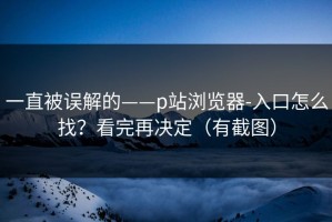 一直被误解的——p站浏览器-入口怎么找？看完再决定（有截图）