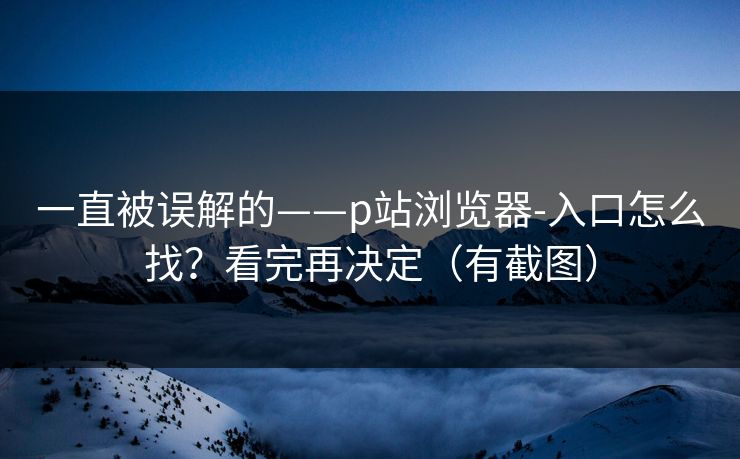 一直被误解的——p站浏览器-入口怎么找？看完再决定（有截图）